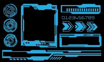 Set of HUD circle modern user interface elements design technology cyber blue on black futuristic vector