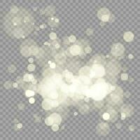 Effect of bokeh circles. Christmas glowing warm golden glitter element. Vector