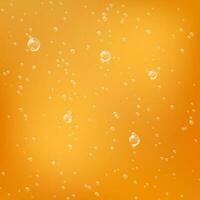 Bubbles in golden liquid. Drop beer. Oil or honey texture with bubbles. Vector