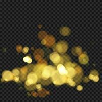 Festive background with defocused lights. Effect of bokeh. Christmas glowing warm golden glitter element for your design. Vector illustration