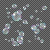 realista arco iris color burbujas jabón burbujas vector
