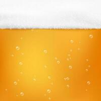 Beer texture alcohol drink. Cold fresh beer with foam and bubbles. Vector