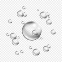 Soapy bubbles. Fizzing air bubbles stream. Circle air bubbles in water. Vector illustration