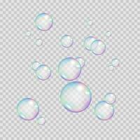 Realistic rainbow color bubbles. Colorful soap bubbles. Vector illustration