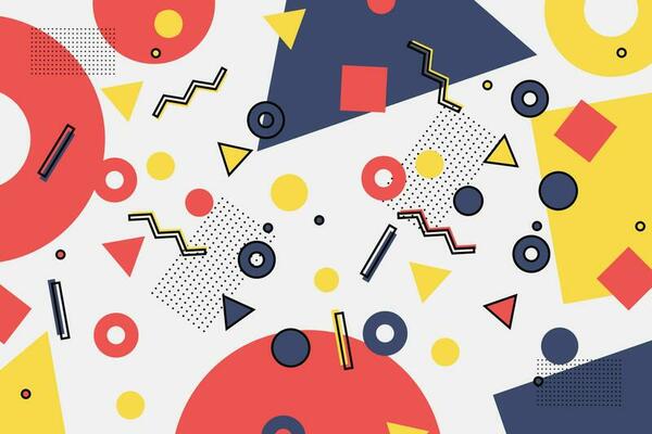 Colorful memphis style background. Geometric design.