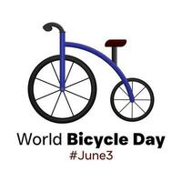World Bicycle Day commemorative poster with a simple, unique bicycle emblem vector