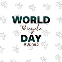 Web post template about World Bicycle Day, June 3. Banner illustration with bicycle ornament vector