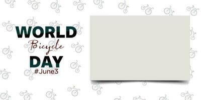 World Bicycle Day Commemoration Greeting Template with a Blank Frame on the Right Side for Additional text vector