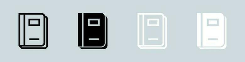 Journal icon set in black and white. Book signs vector illustration.