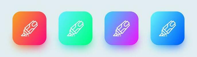 Highlighter line icon in square gradient colors. Marker signs vector illustration.