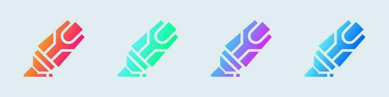 Highlighter solid icon in gradient colors. Marker signs vector illustration.