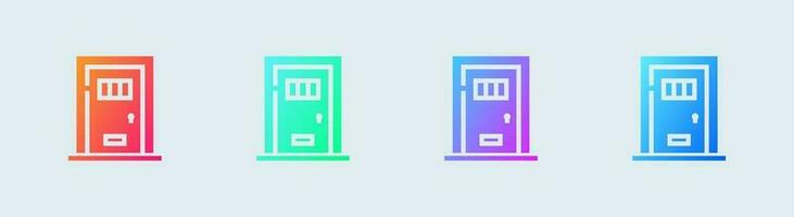 Door solid icon in gradient colors. Protection signs vector illustration.