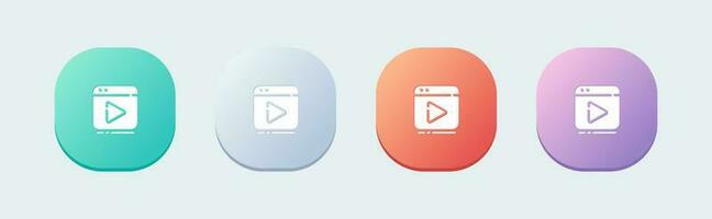 Media player solid icon in flat design style. Video signs vector illustration.