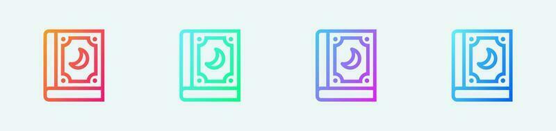 Spell book line icon in gradient colors. Magic signs vector illustration.