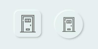 Door line icon in neomorphic design style. Protection signs vector illustration.