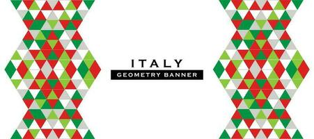 italy geometric banner template independence day, italy flag with geometric abstract design with green and red color, and white vector