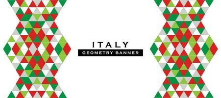 italy geometric banner template independence day, italy flag with geometric abstract design with green and red color, and white vector