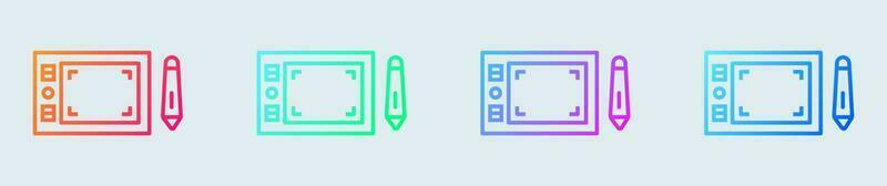 Pen tablet line icon in gradient colors. Drawing signs vector illustration.