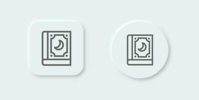 Spell book line icon in neomorphic design style. Magic signs vector illustration.