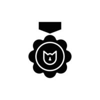 Cat medal icon. Solid icon vector