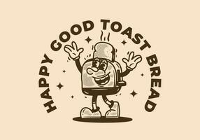 Mascot character of toast bread with happy face vector