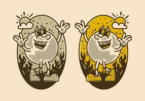 Vintage style illustration of happy character vector