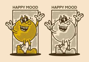 Vintage style illustration of happy character vector