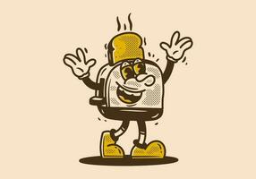 Mascot character of toast bread with happy face vector