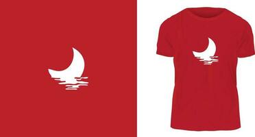 t shirt design concept, red ocean and midnight moon vector