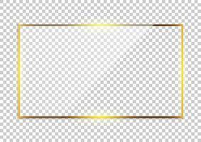 Luxury gold border isolated on background. Glowing gradient effect rectangle frame. Vector illustration