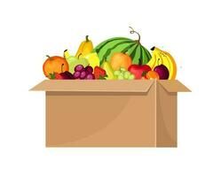 Box with groceries, fresh fruits. Vector. vector