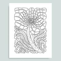 Botanical vector black and white coloring page or book