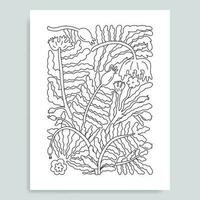 Botanical vector black and white coloring page or book