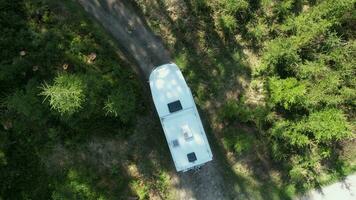 Motorhome Camper Van on a Country Road Aerial View video