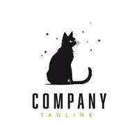 Black cat logo template design vector