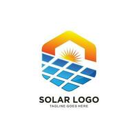 Solar logo with sun and renewable energy concept vector