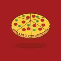 Pizza melted cartoon illustration. Food vector icon concept.