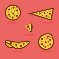 illustration of a pizza. Fbread cartoon, cheese bread, cheese cartoon, collection of pizza, cooking, design, food vector icon concept. Collection of pizza vector icon design. Food vector icon concept.