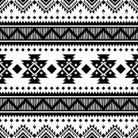 sin costura tribal modelo con geométrico ornamento antecedentes. gente Arte modelo con azteca y navajo estilo. étnico impresión. negro y blanco colores. diseño para textil, tela, cortina, alfombra, envase. vector