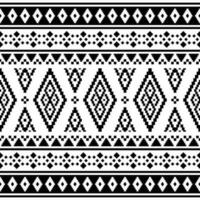 Tribal motifs design with pixel pattern. Geometric abstract seamless ethnic pattern. Black and white colors. Design for textile, fabric, clothing, curtain, rug, ornament, background, wrapping. vector