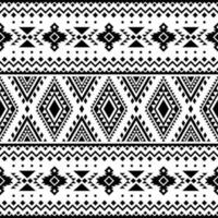 Seamless ethnic pattern. Style of Navajo tribal. Native American motif. Folk design in geometric shapes. Black and white color. Design for textile, fabric, clothes, curtain, rug, ornament, background. vector