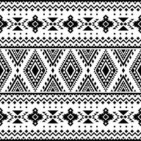 Seamless ethnic pattern. Style of Navajo tribal. Native American motif. Folk design in geometric shapes. Black and white color. Design for textile, fabric, clothes, curtain, rug, ornament, background. vector