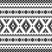 Native design in geometric pattern. Seamless ethnic pattern. Style of Navajo Aztec. Black and white color. Design for textile, fabric, clothes, curtain, rug, ornament, wallpaper, background, wrapping. vector