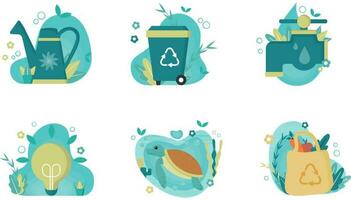 conjunto ilustración vector gráfico de ambiente elemento Vamos verde con plano estilo diseño. bueno para tu web, móvil aplicación, desollador, bandera, ilustración cubrir libro, etc.