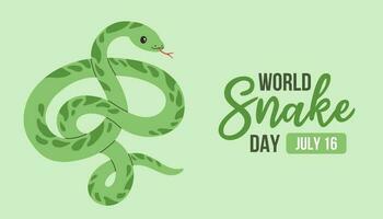 World Snake Day. July 16. Holiday concept. Template for background, banner, card, poster with text inscription. Vector EPS10 illustration. Vector illustration