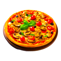 un vegetal Pizza con un lote de coberturas en transparente antecedentes ai generativo png