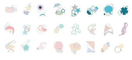 Set abstract hand drawn geometry shape vector
