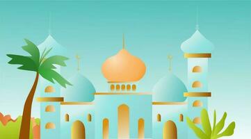 Islamic Mosque Flat Style Design vector