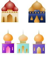 Set of ELement Mosque Flat Style Design vector