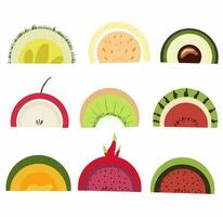 Set Cute boho Rainbow Fruit. vector